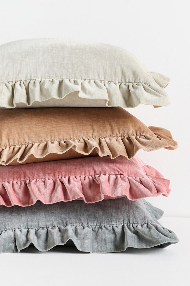 Ruffled Velvet Throw Pillow #4