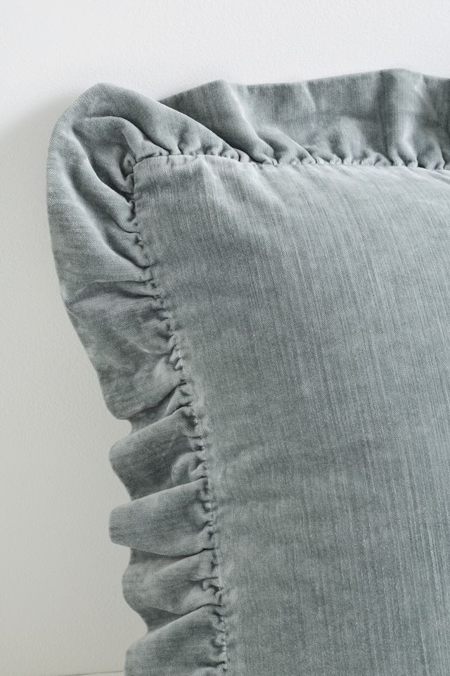 Ruffled Velvet Throw Pillow #3