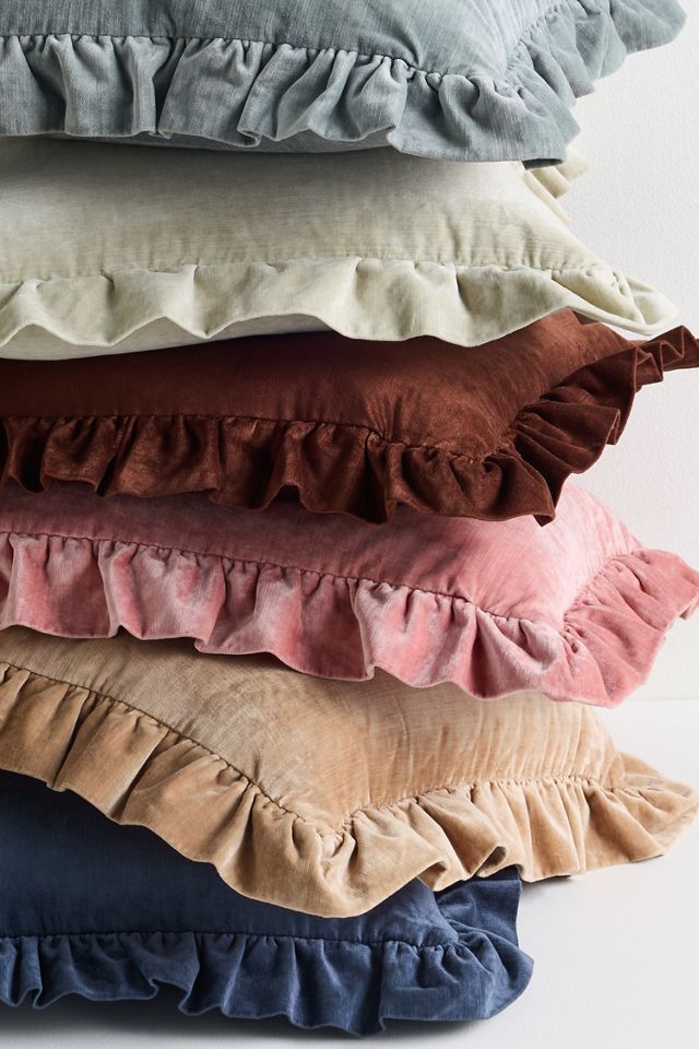 Ruffled Velvet Throw Pillow #3