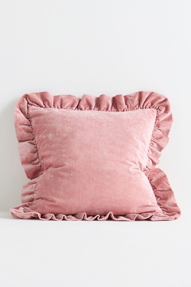 Ruffled Velvet Throw Pillow #1