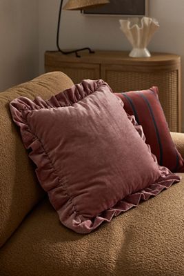 Ruffled Velvet Throw Pillow