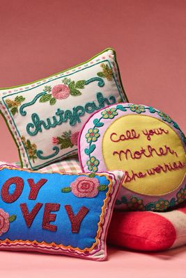 Susan Alexandra Embroidered Cotton Pillow