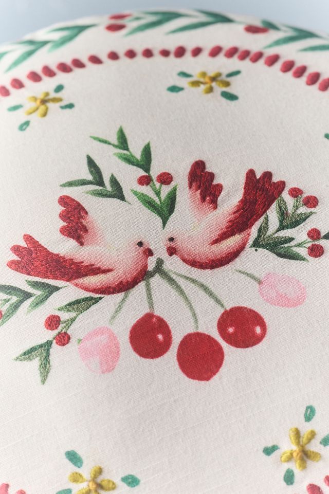 Vintage-Inspired Embroidered Cotton Cushion #2