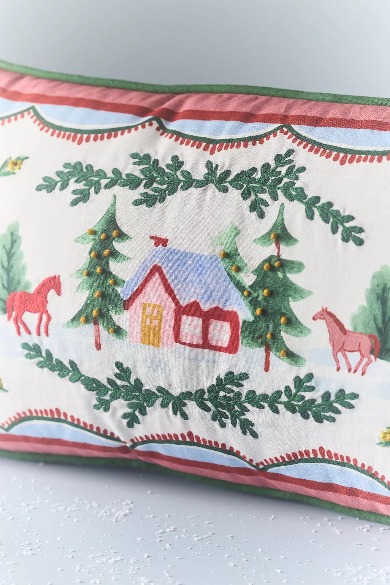 Vintage-Inspired Embroidered Cotton Pillow - thumbnail 3
