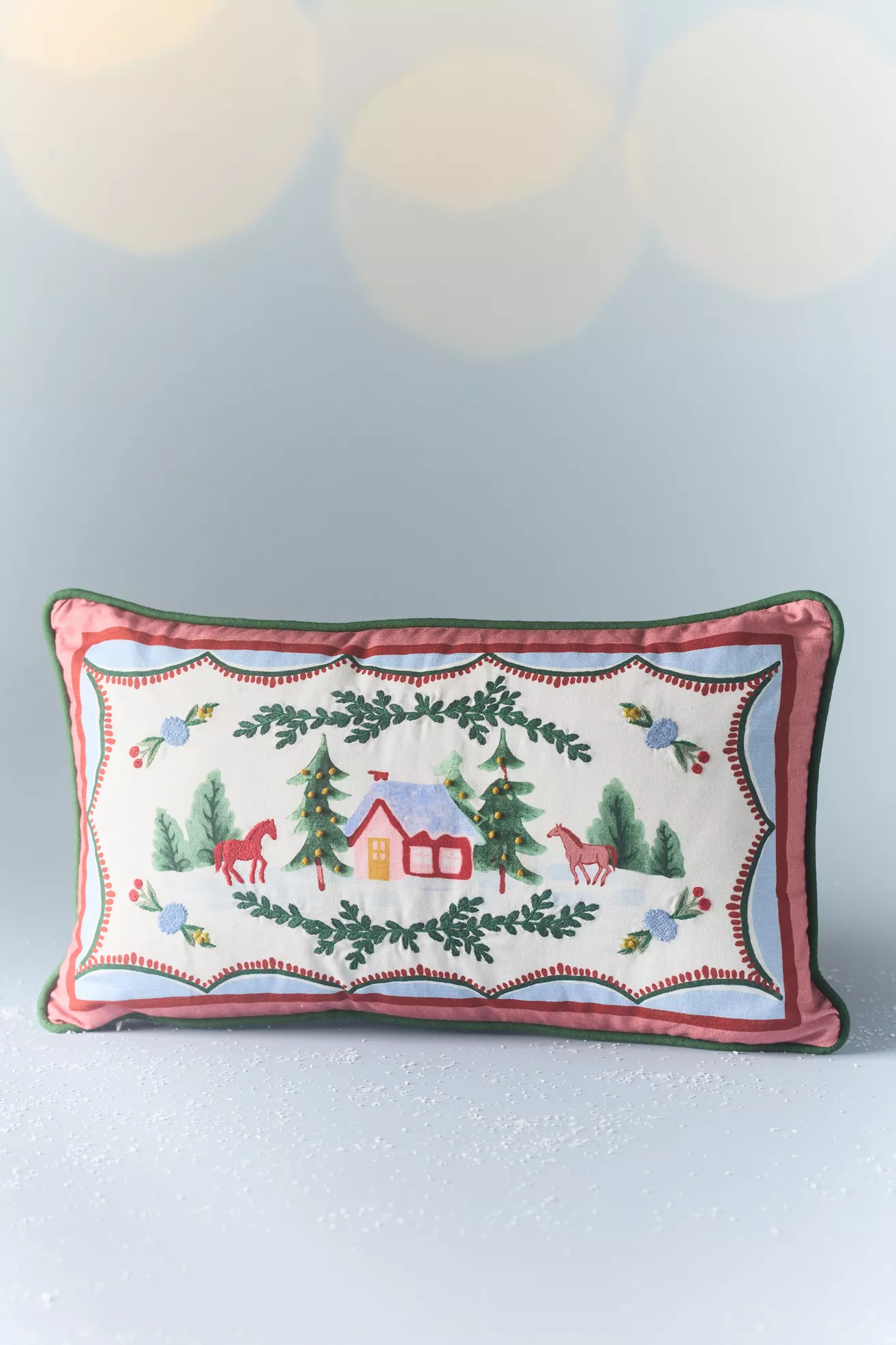 Vintage-Inspired Embroidered Cotton Pillow