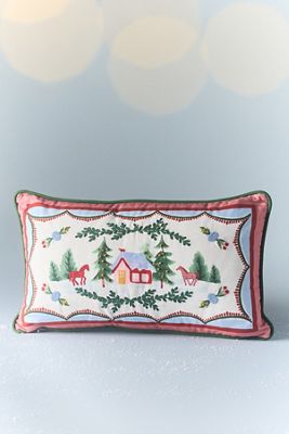 Vintage-Inspired Embroidered Cotton Pillow