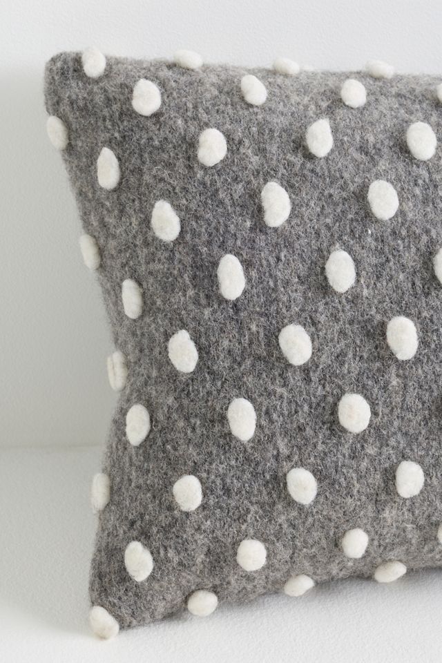 Woven Wool Dotted Throw Pillow #2