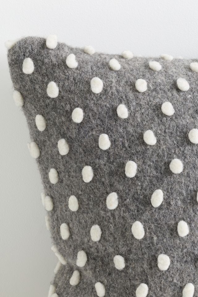 Woven Wool Dotted Throw Pillow #4