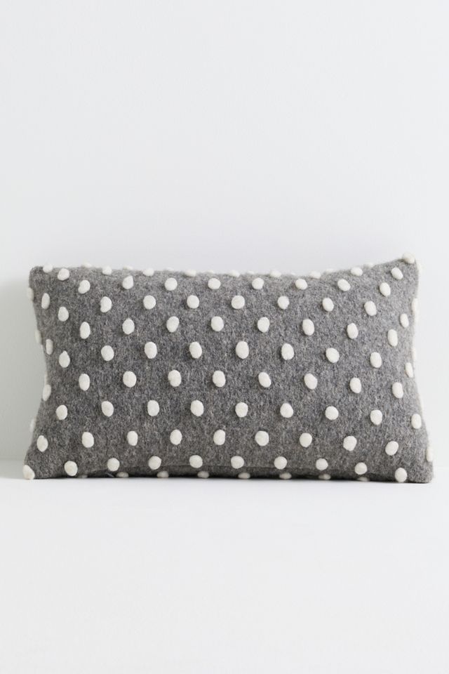 Woven Wool Dotted Throw Pillow #1