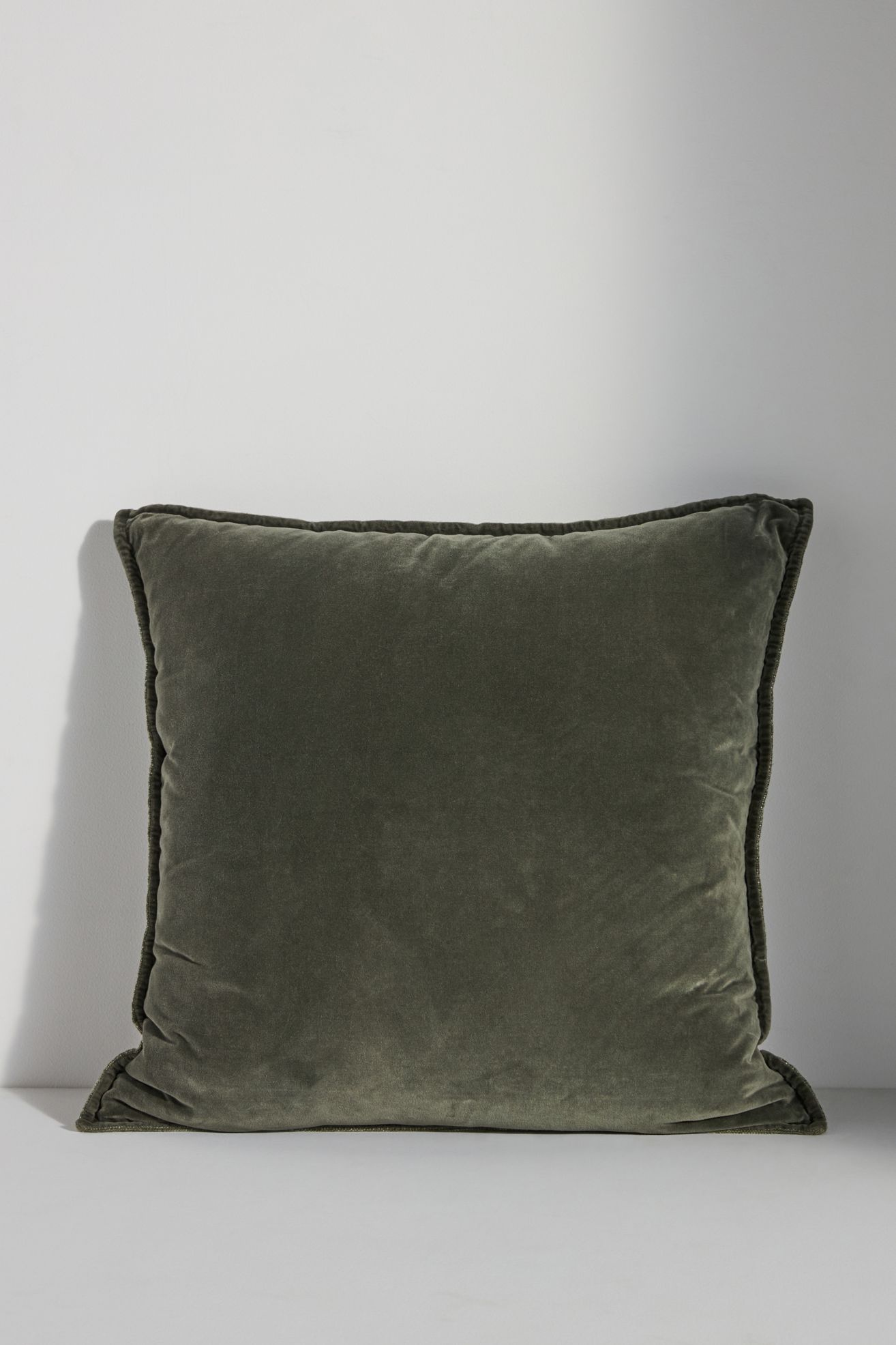 Velvet Trova Pillow - Olive, Standard, 14" X 20"