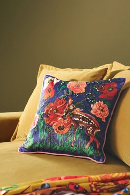 Nathalie Lete Embroidered Velvet Pillow