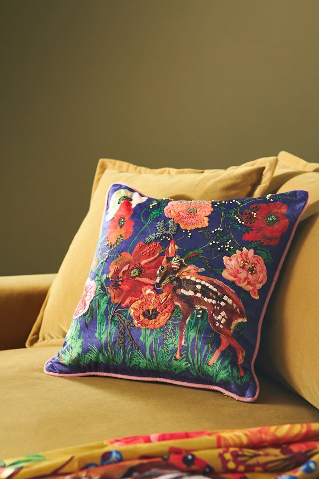 Nathalie Lete Embroidered Velvet Pillow