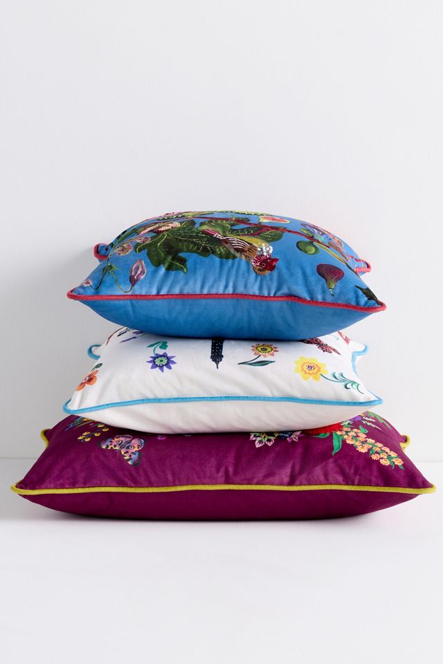 Nathalie Lete Embroidered Velvet Pillow #1