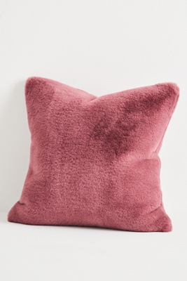 Anthropologie Sophie Faux Fur Pillow In Pink