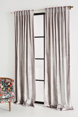 Anthropologie Adelina Velvet Curtain By  In Grey Size 50x84