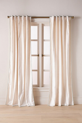 Anthropologie Adelina Piped Velvet Woven Curtain