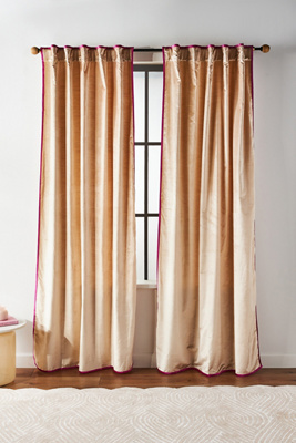 Anthropologie Adelina Velvet Curtain In Beige