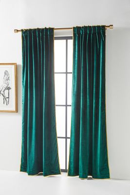 Anthropologie Adelina Velvet Curtain By  In Green Size 50x84
