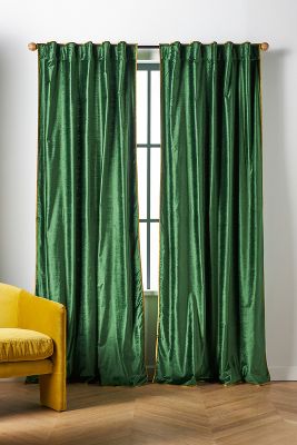 Anthropologie Adelina Velvet Curtain By  In Green Size 50x63