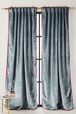 Anthropologie Adelina Velvet Curtain By  In Blue Size 50x63