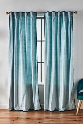 Anthropologie Adelina Velvet Curtain By  In Blue Size 108"