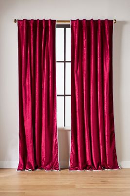 Shop Anthropologie Adelina Piped Velvet Woven Curtain