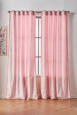 Anthropologie Adelina Velvet Curtain By  In Orange Size 50x63