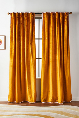 Anthropologie Adelina Velvet Curtain By  In Yellow Size 108"