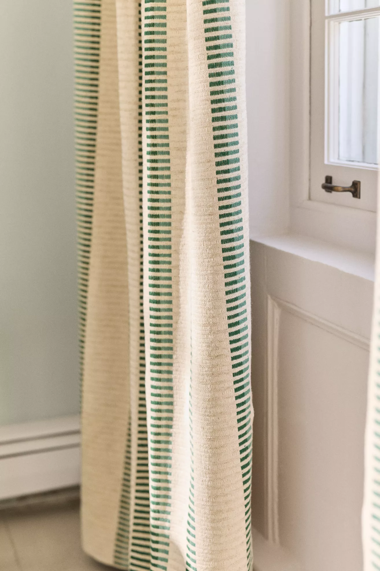 Pieced Stripe Cotton Blend Woven Curtain - thumbnail 2