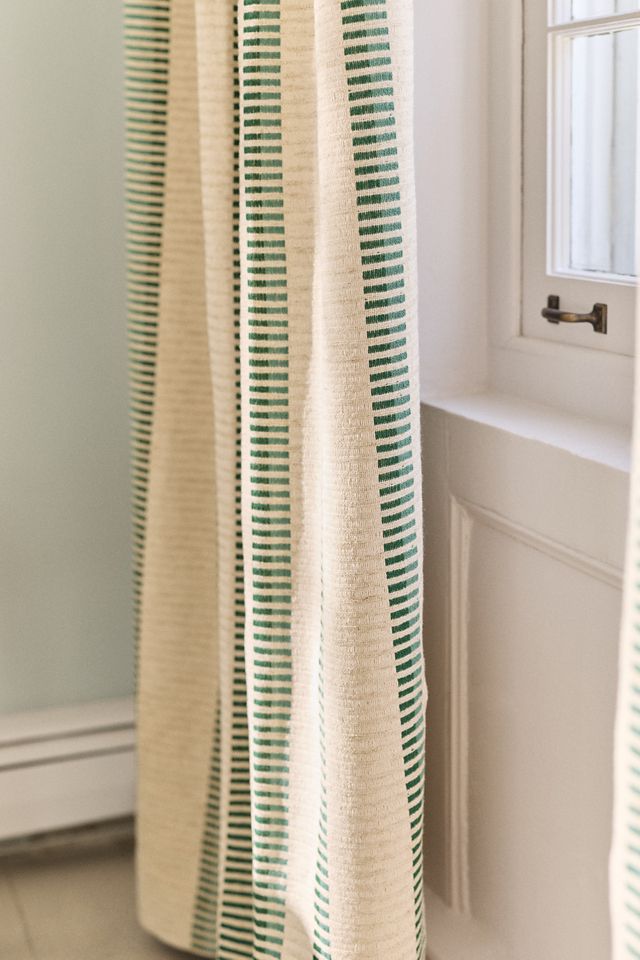 Pieced Stripe Cotton Blend Woven Curtain | AnthroHome