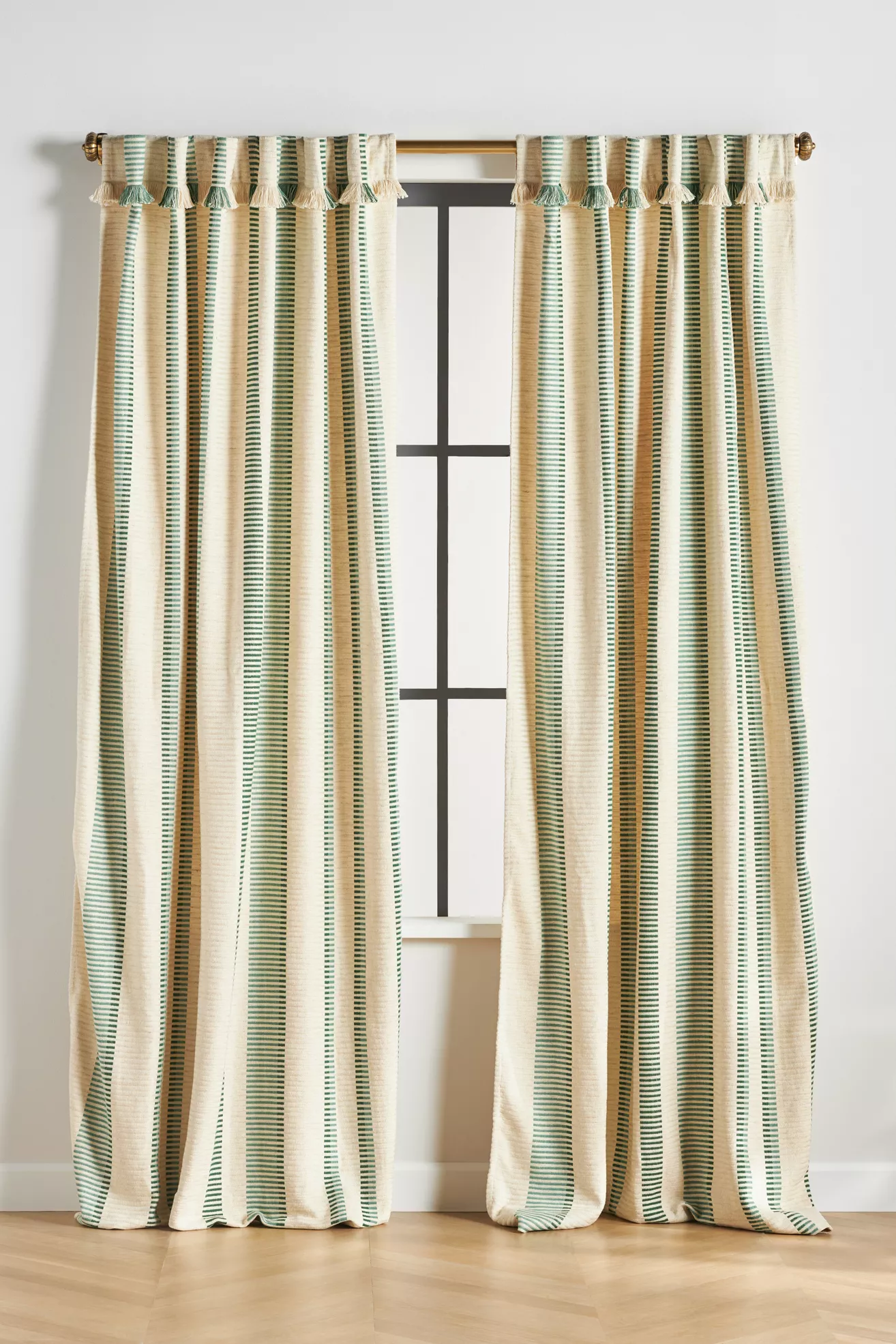 Pieced Stripe Cotton Blend Woven Curtain - thumbnail 3