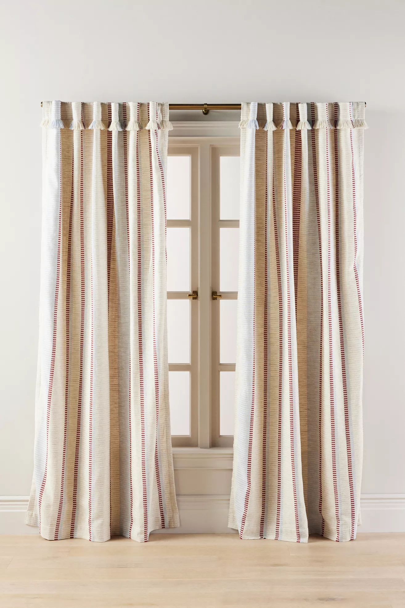 Pieced Stripe Cotton Blend Woven Curtain - thumbnail 5