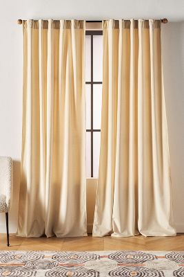 Anthropologie Velvet Louise Curtain By  In White Size 108"