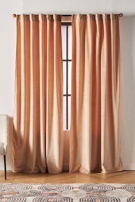 Anthropologie Velvet Louise Curtain By  In Beige Size 50" X 96"