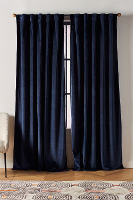 Anthropologie Velvet Louise Curtain By  In Blue Size 108"