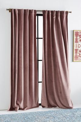 Anthropologie Velvet Louise Curtain By  In Purple Size 108"