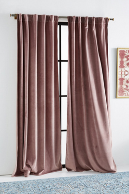 Anthropologie Velvet Louise Curtain By  In Purple Size 108"