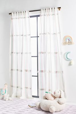 Anthropologie Embellished Mimi Curtain In White