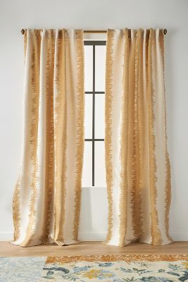 Anthropologie Maiko Jacquard-woven Curtain In Gold