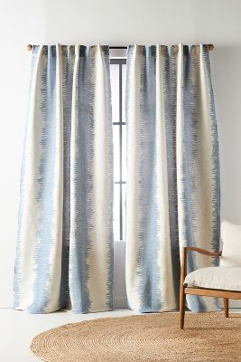Anthropologie Maiko Jacquard-woven Curtain By  In Blue Size 108"