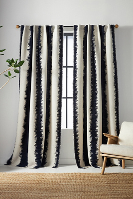 Anthropologie Maiko Jacquard-woven Curtain By  In Blue Size 108"