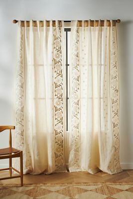 Manette Embroidered Cotton Linen Sheer Curtain