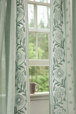Manette Embroidered Cotton Linen Sheer Curtain