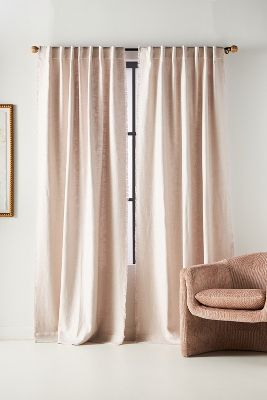 Anthropologie Luxe Linen Blend Curtain By  In Grey Size 108"