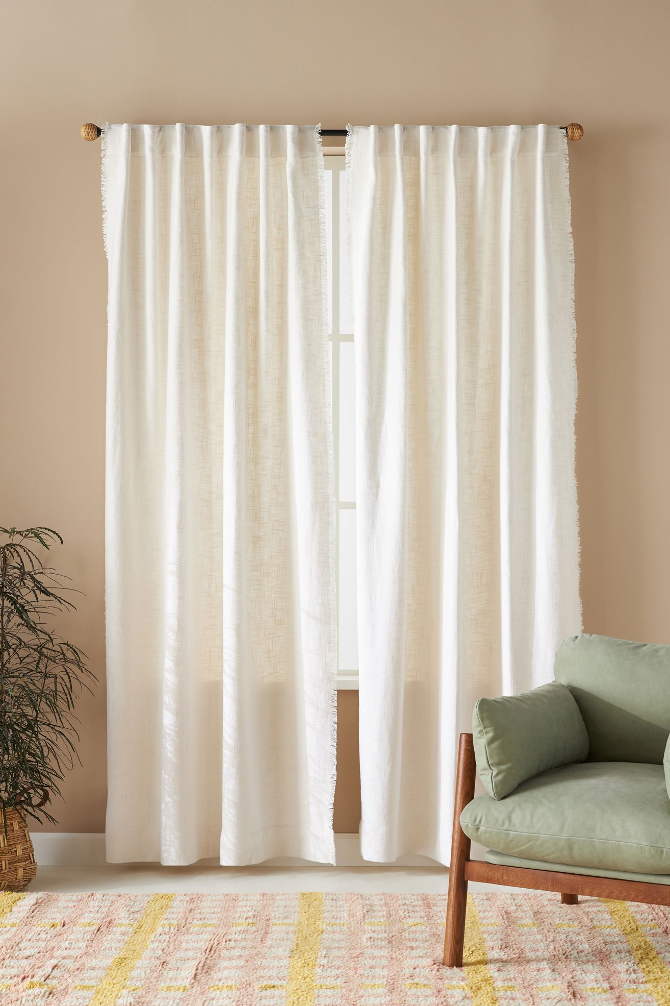 Luxe Linen Blend Woven Curtain - Ivory, 96" X 50"