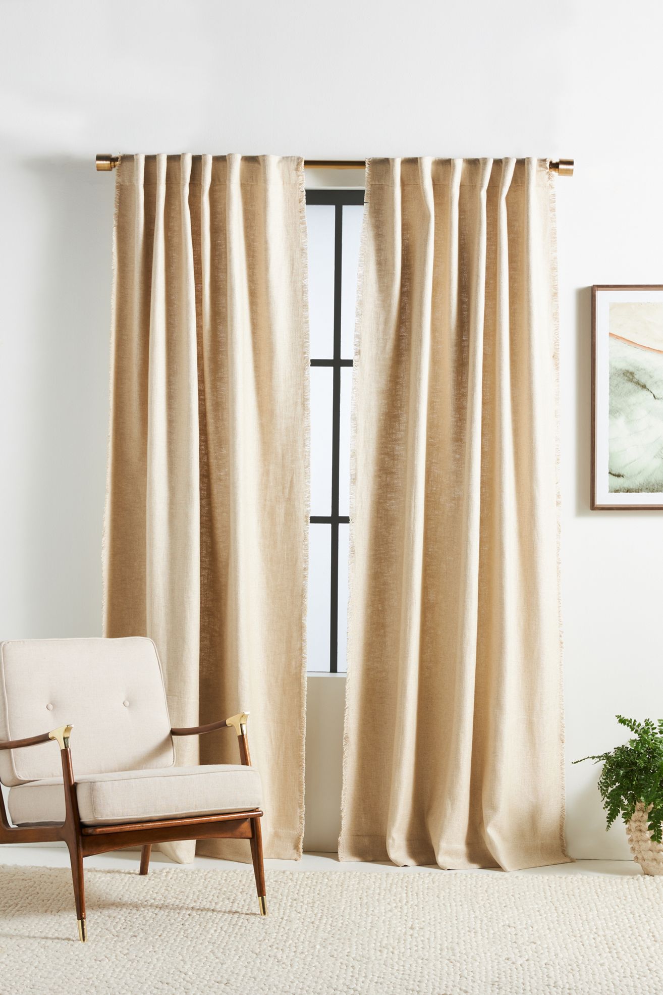 Luxe Linen Blend Woven Curtain - Natural, Standard, 63" X 50"