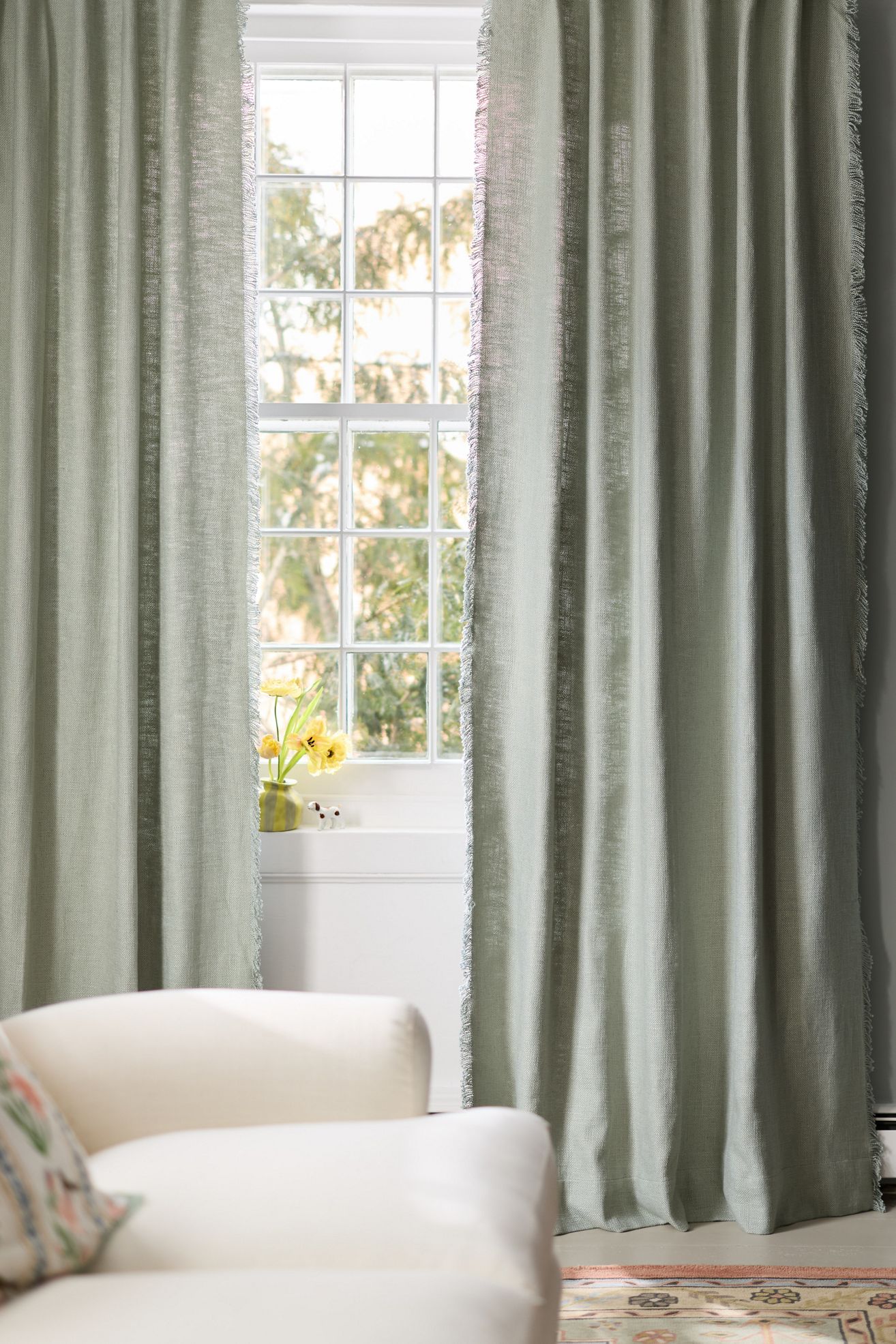 Luxe Linen Blend Woven Curtain - Moss, Standard