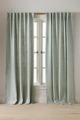 Anthropologie Luxe Linen Blend Woven Curtain