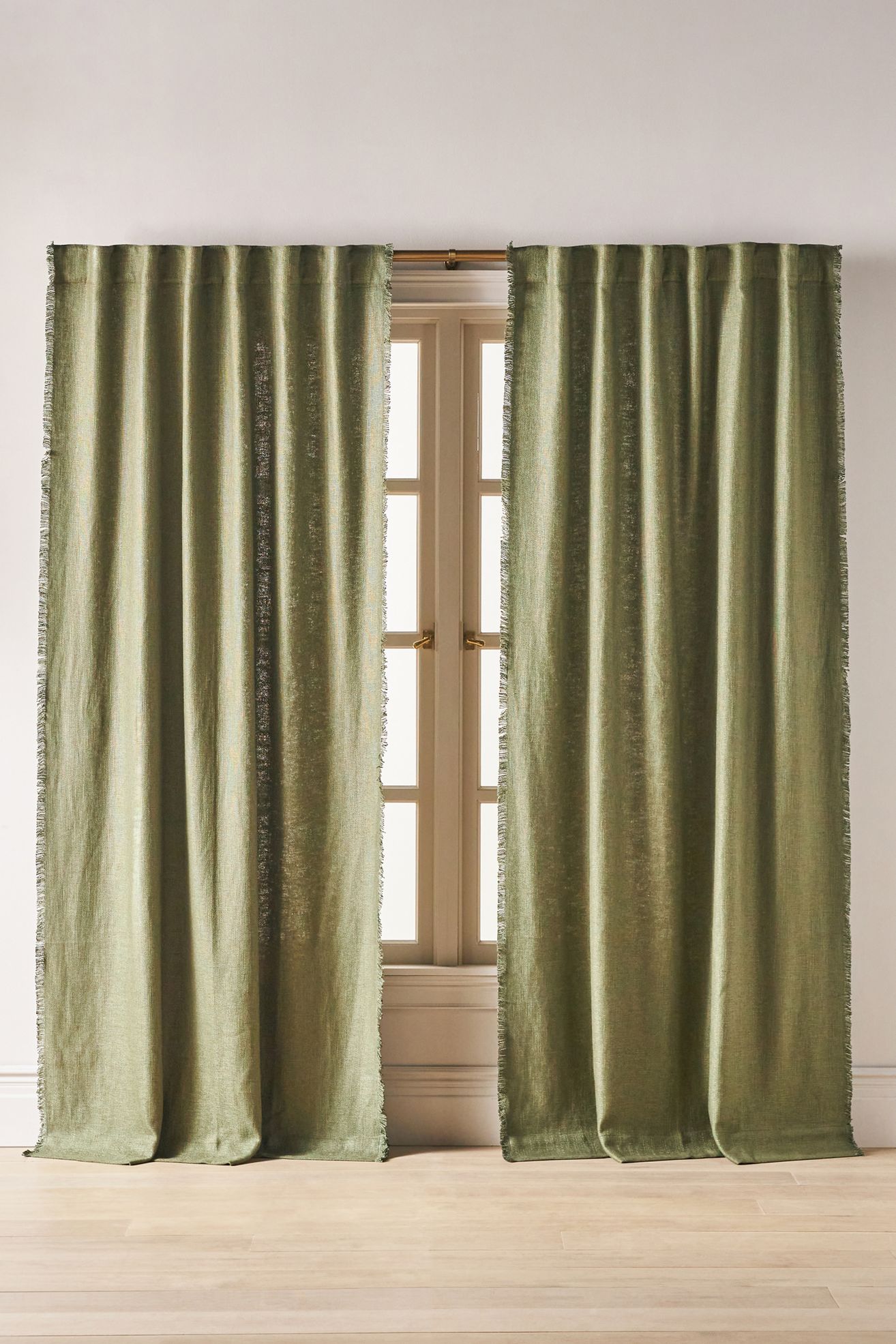 Luxe Linen Blend Woven Curtain - Forest Green, Standard, 63" X 50"