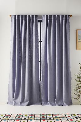 Anthropologie Luxe Linen Blend Curtain By  In Purple Size 108"